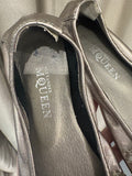Alexander McQueen Metallic  Embellished Crystal & Stud Ballet Flats