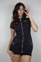 Hearts & Roses Black Grommet Micro-Dress