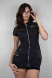 Hearts & Roses Black Grommet Micro-Dress