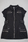 Hearts & Roses Black Grommet Micro-Dress