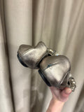 Alexander McQueen Metallic  Embellished Crystal & Stud Ballet Flats