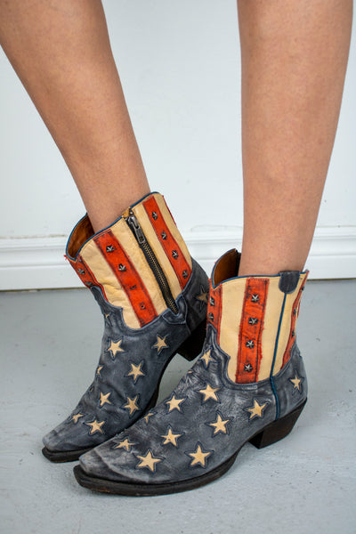 American Flag Leather Cowboy Boots