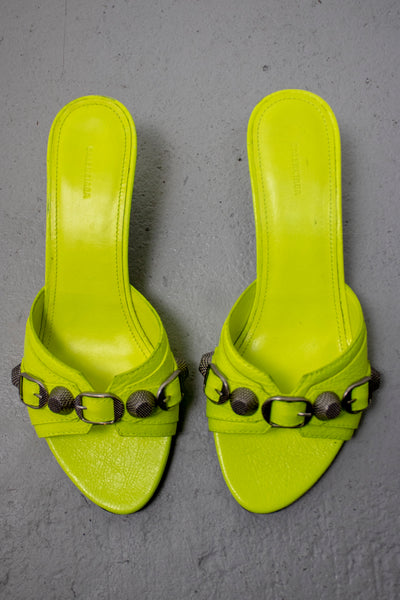 Balenciaga Neon Yellow Cagole 50mm Heels