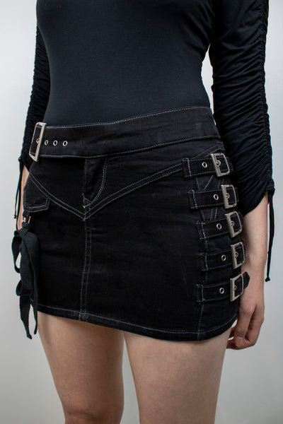 Parasuco Bondage Black Denim Skirt
